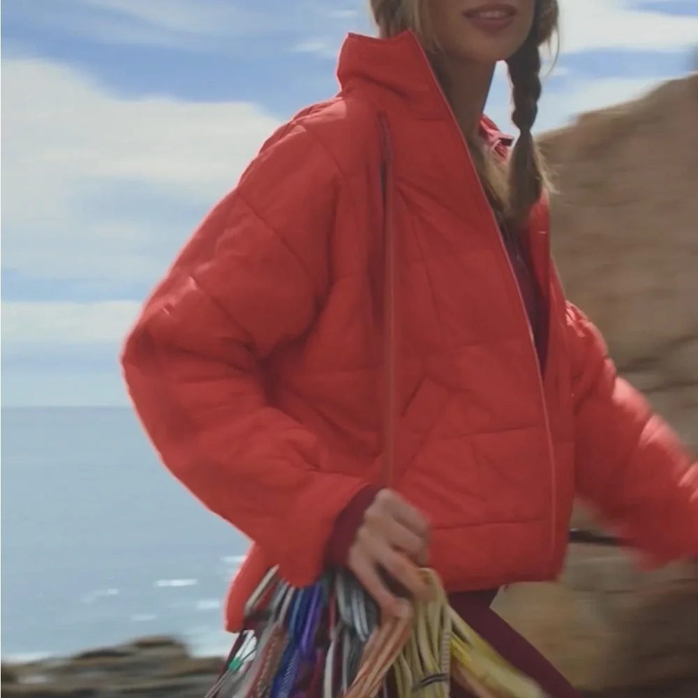 Free People Movement Women's Pippa Packable Puffer Jacket Mango Orange Sz M - Picture 3 of 16
